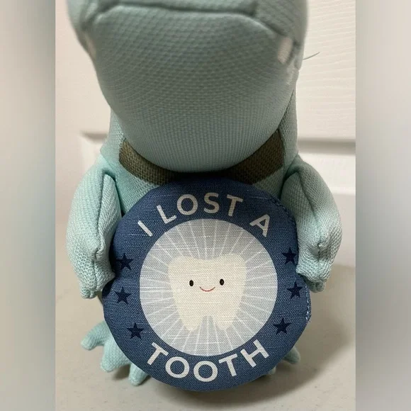 Pillowfort I LOST A TOOTH Kids' Milestone 12" Mint Green Alligator Plush Toy NWT - Picture 9 of 11